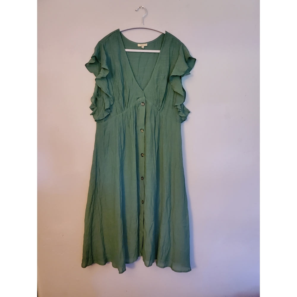 Green Gauze Midi Dress
